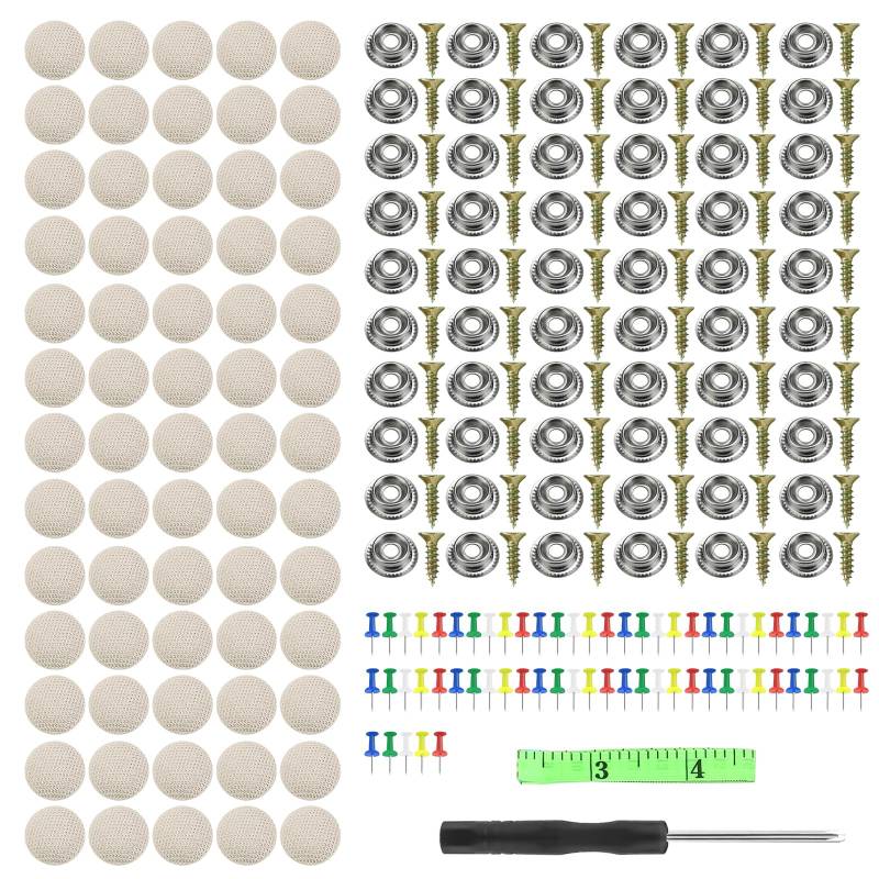 KFZ Reparatur Nieten, Dachhimmel Reparatur Set, Auto Himmel Reparieren, 65 Stück Auto Dachhimmel Reparatur Knopf, Auto Reparatur Nieten Set, KFZ Dachhimmel Reparatur Nieten, Auto Dach Nieten, Beige von KARELLS