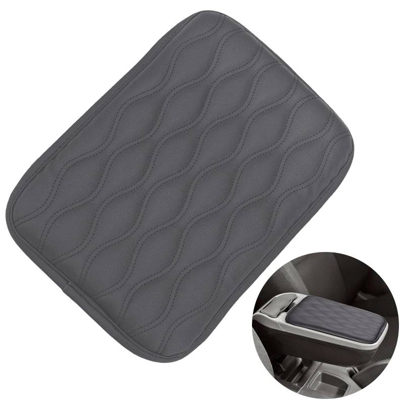 Leather Car Armrest Box Pad,Auto Mittelkonsole Pad,Mittelkonsole Abdeckung,Armlehnenbox aus Gedächtnisschaum für Fahrzeuge,Armlehnenbezüge für Autos,Auto Armlehnenkissen aus Leder,Grau von KARELLS