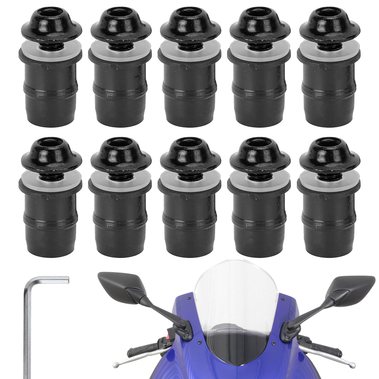 10Pcs M5 x 16mm Motorrad Windschild Befestigung Schrauben, Windschutzscheiben Schrauben, Motorcycle Windscreen Screws, Motorrad Windschutzscheiben Bolzen,Windschutzscheiben Bolzen Schrauben,&Cover Nut von KARELLS