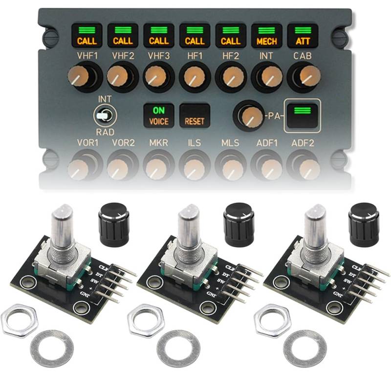 Rotary Encoder Modul,Drehwinkelgeber Drehgeber,360 Grad Drehgeber Drehwinkelgeber Mit Druckknopf,Dreh Encoder,Rotary Encoder Modul Drehgeber mit Kappenmuttern und Unterlegscheibe,3 Set von KARELLS