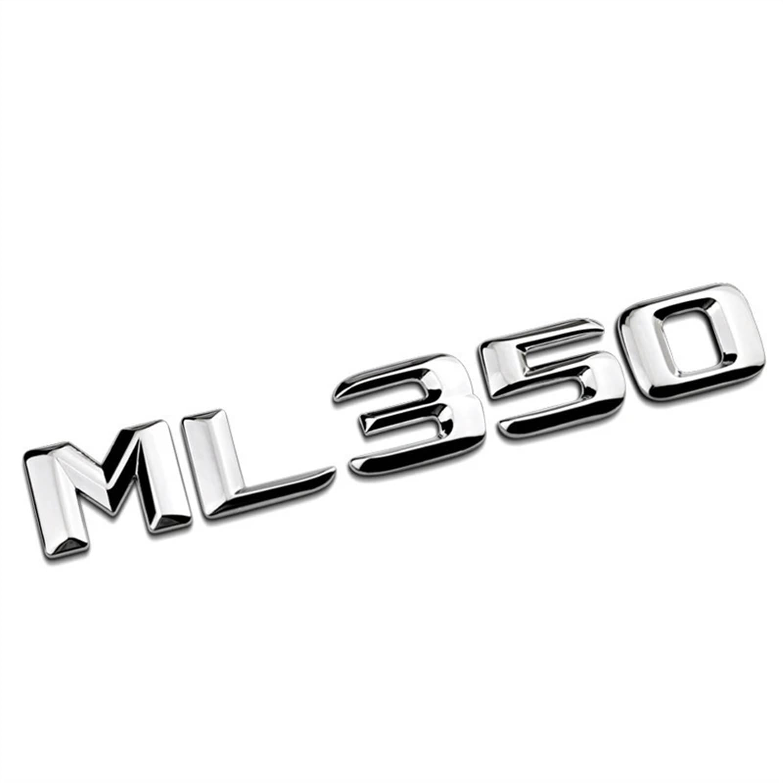 3D ABS Schwarz Auto Hinten Stamm Abzeichen Aufkleber Emblem ML 300 320 350 400 500 Logo Kompatibel Mit Mercedes ML300 ML350 W166 W163 W164 Zubehör (Color : ML 350 Silver) von KARFRI