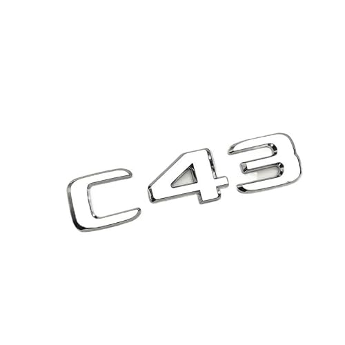 ABS Chrom Schwarz C 43 Logo C43 Emblem Buchstaben Kofferraum Abzeichen Aufkleber kompatibel mit Mercedes Benz C43 AMG W204 W205 Aufkleber Zubehör (Color : Chrome) von KARFRI