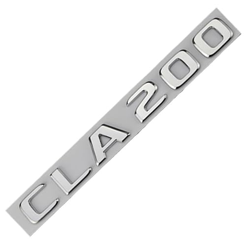 ABS Schwarz CLA 200 Logo CLA200 Emblem Buchstabe Aufkleber Auto Kofferraum Abzeichen Kompatibel mit Mercedes Benz CLA200 W117 C117 W118 C118 Zubehör (Color : Chrome) von KARFRI