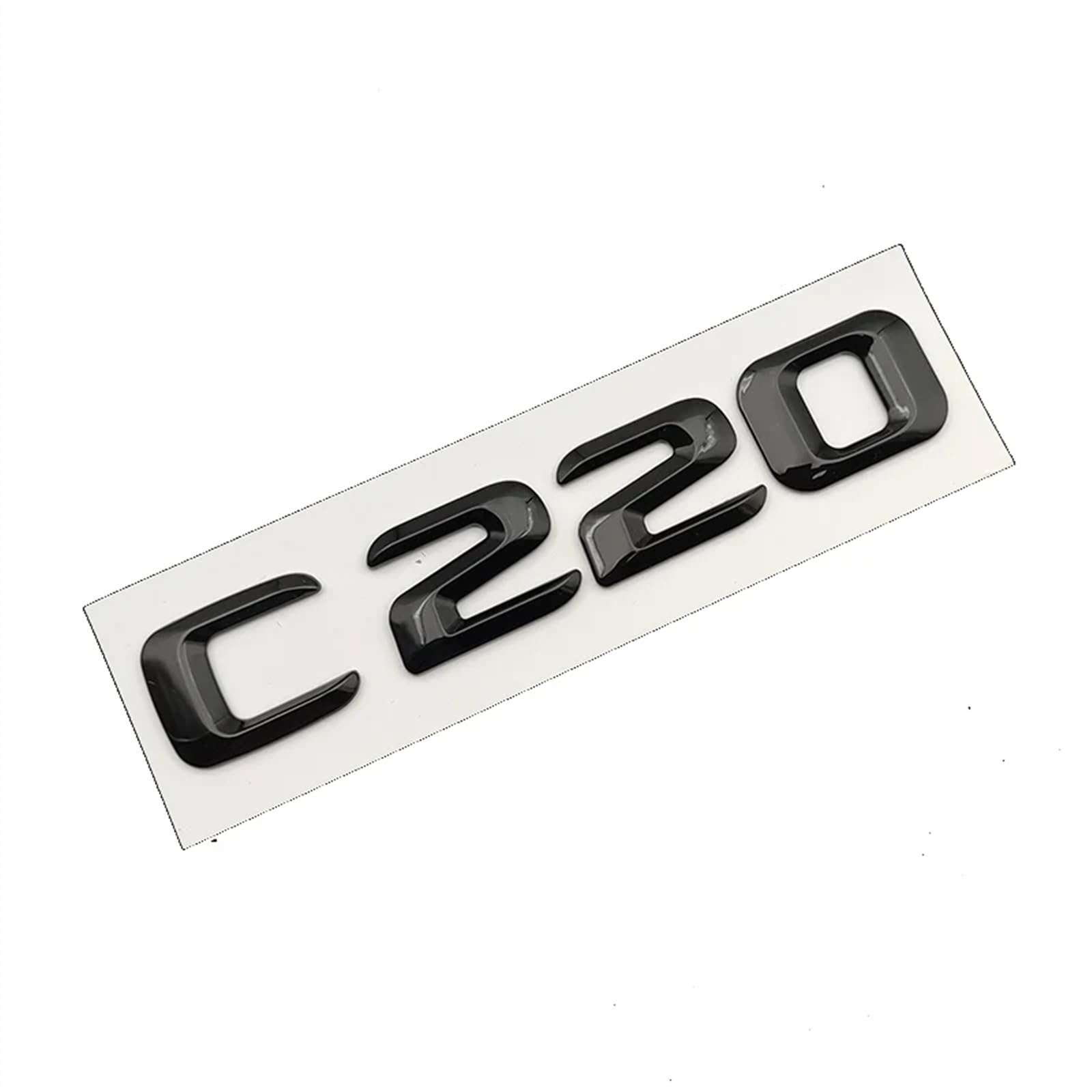 ABS schwarzes Logo C200 C220 C250 C300 C350 C400 C450 Emblem Buchstaben Autoaufkleber kompatibel mit Mercedes Benz W205 W204 W203 Zubehör (Color : C220) von KARFRI