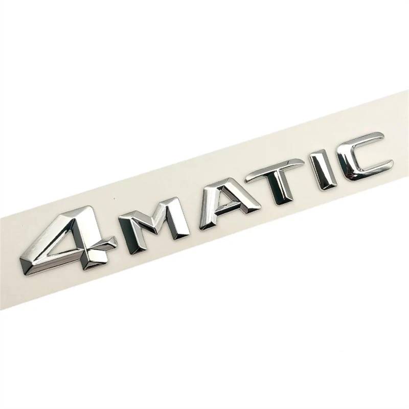 KARFRI 3D ABS Auto Buchstaben Kofferraum Emblem Abzeichen Logo kompatibel mit Mercedes Benz GLC 220d 250 4matic AMG E300 GLK 220 350 W204 C220 CDI Zubehör (Color : 4matic Chrome) von KARFRI