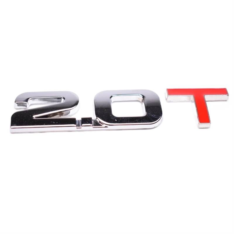 KARFRI Metall Silber 3D 2.0T Auto Hinten Stamm Emblem Abzeichen Aufkleber Kompatibel for Jetta Passat Golf GTI 2.0T Kofferraum Aufkleber Auto Zubehör von KARFRI