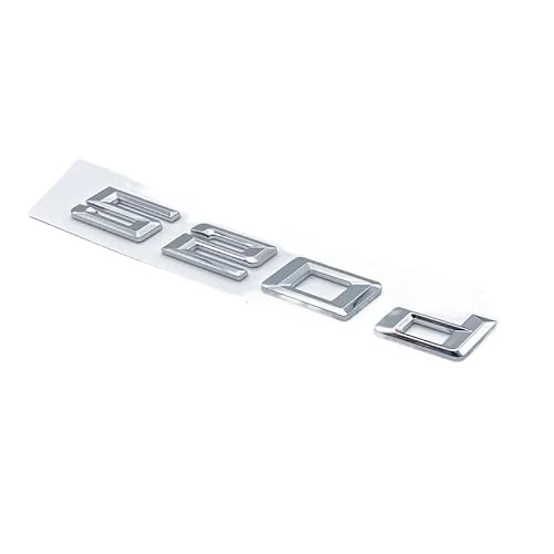 Zahlen Buchstaben 520d 523d ​​525d 530d 535d 540d ABS Emblem kompatibel mit BMW 5 SeriesE39 E60 E61 F10 F11 G30 Kofferraum-Logo-Aufkleber (Color : Silver 520d) von KARFRI