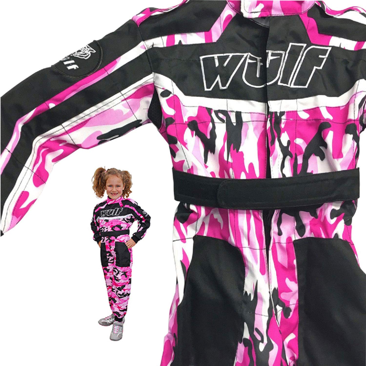 Wulfsport Kinder 1 Stück Motorrad Kart Rennanzug Camo Rosa MX MTB ATV Downhill Abenteuer Enduro Offroad Fahrrad (M (7-8 Jahre) von KART SUIT