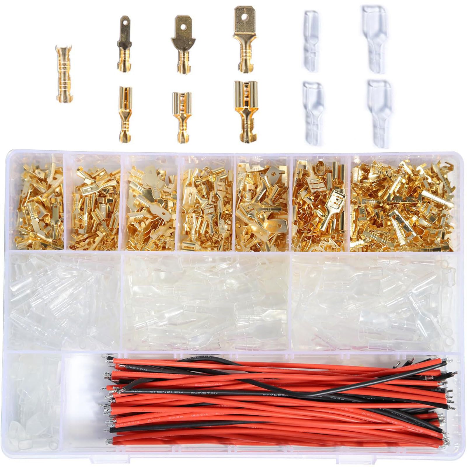 810pcs Electrical Spades Terminals Set Fork Connectors Spades Terminals Sortiment Mit Speicher Für Sichere Kabelprojekte von KASFDBMO