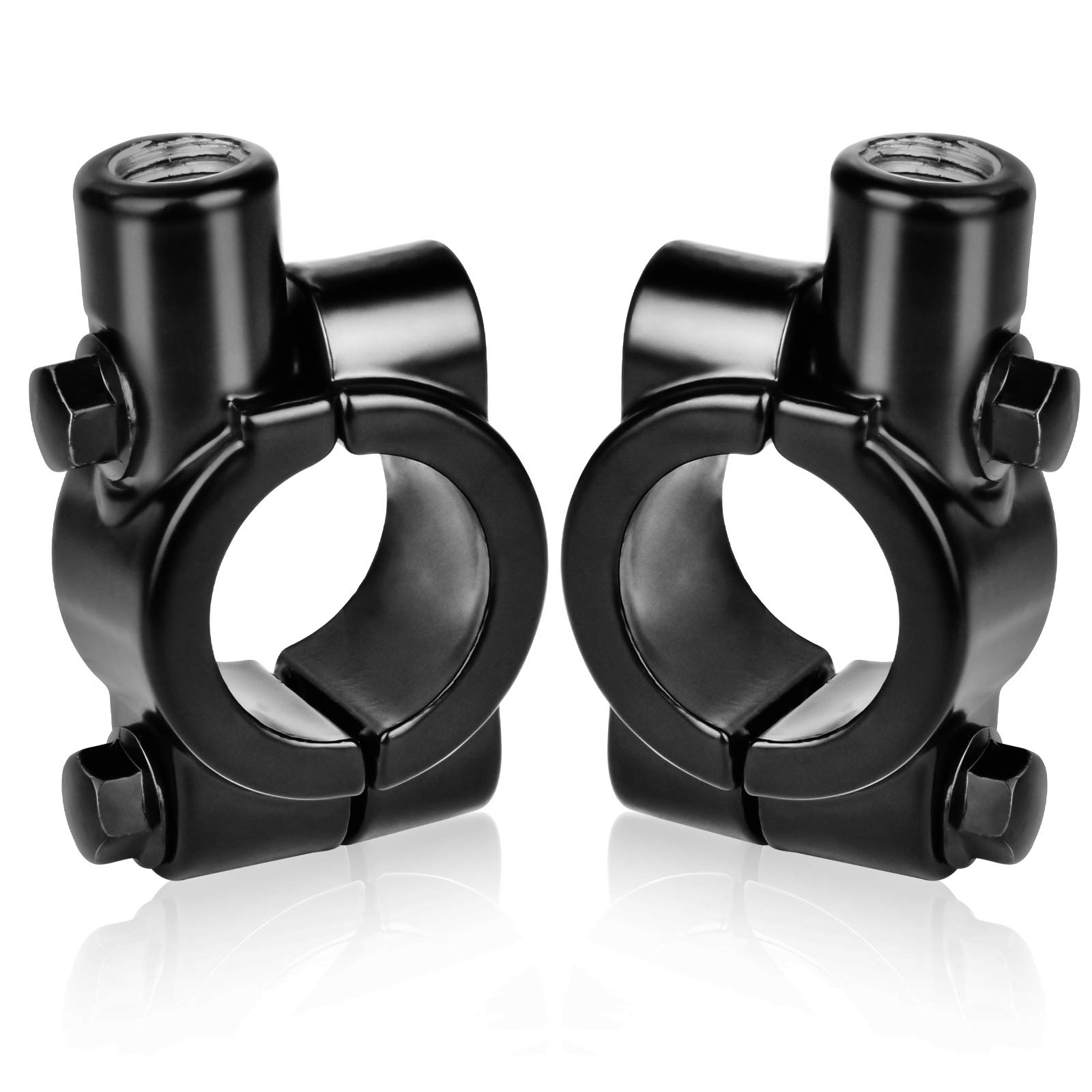 KATELUO 2 Stücke Spiegel Halterung Motorrad, Motorrad Halter Spiegel, Lenkerhalterung Motorrad Spiegel, Lenker Spiegelhalterung, für 22mm Lenkerhalterung - für 10mm Seitenspiegel, Aluminium (Schwarz) von KATELUO