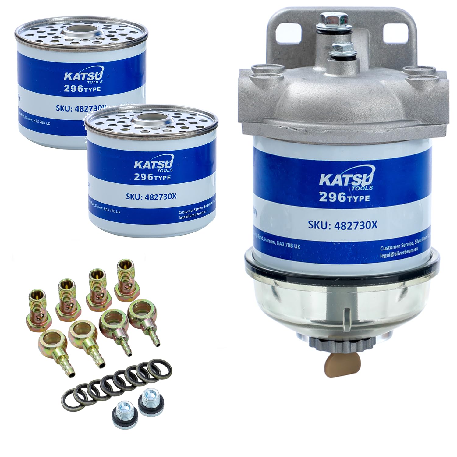 KATSU Tools Diesel Kraftstofffilter Wasserabscheider mit 2 zusätzlichen Filtern kompatibel mit CAV296 für Dieselmotoren, Marineboot, Traktoren, elektrische Generatoren von KATSU Tools