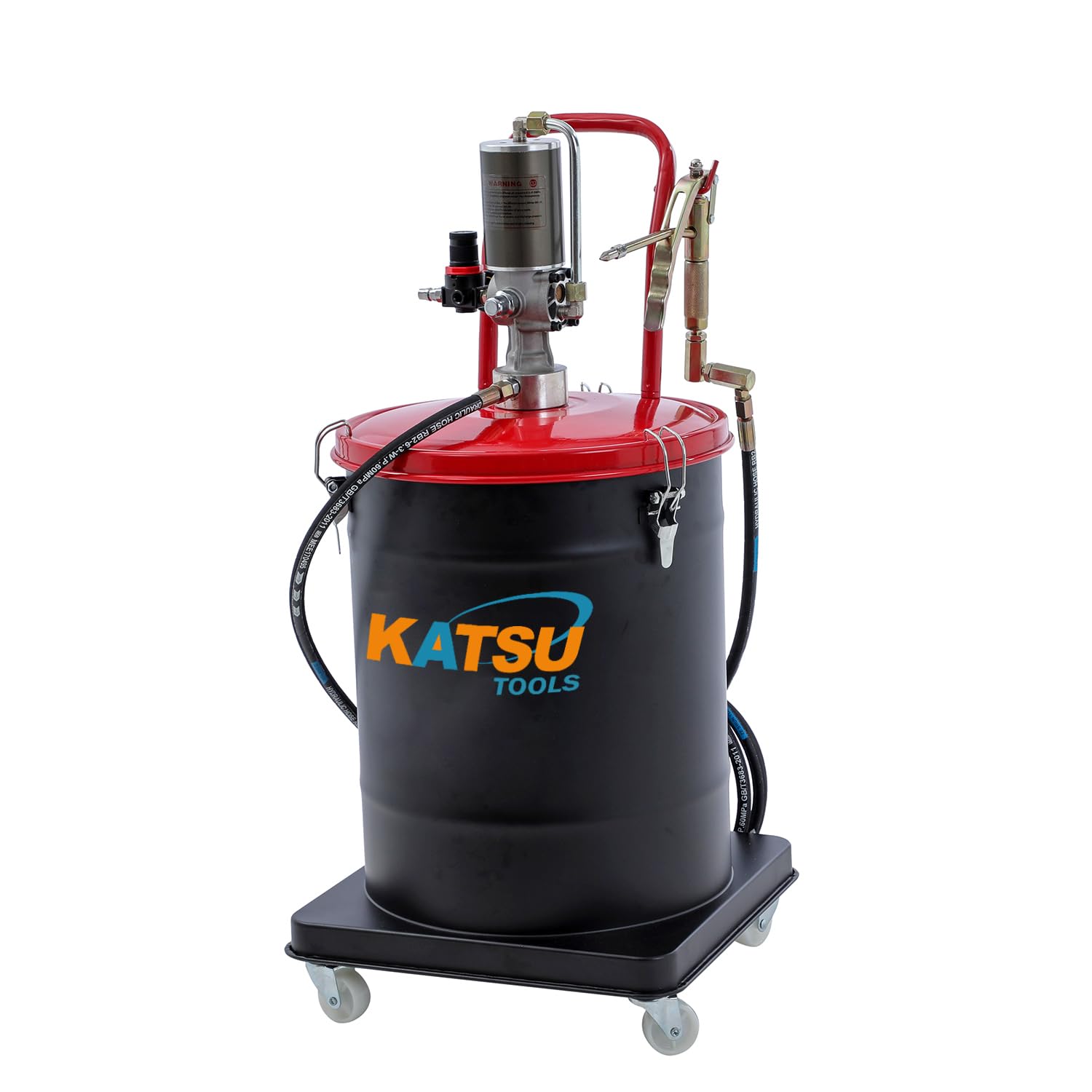 KATSU Tools Pneumatische Fettpumpe, 40 Liter, Tragbarer, Luftbetriebener Fettschmierer, 450 Bar Maximaler Pumpendruck, für Auto-/LKW-Maschinen von KATSU Tools