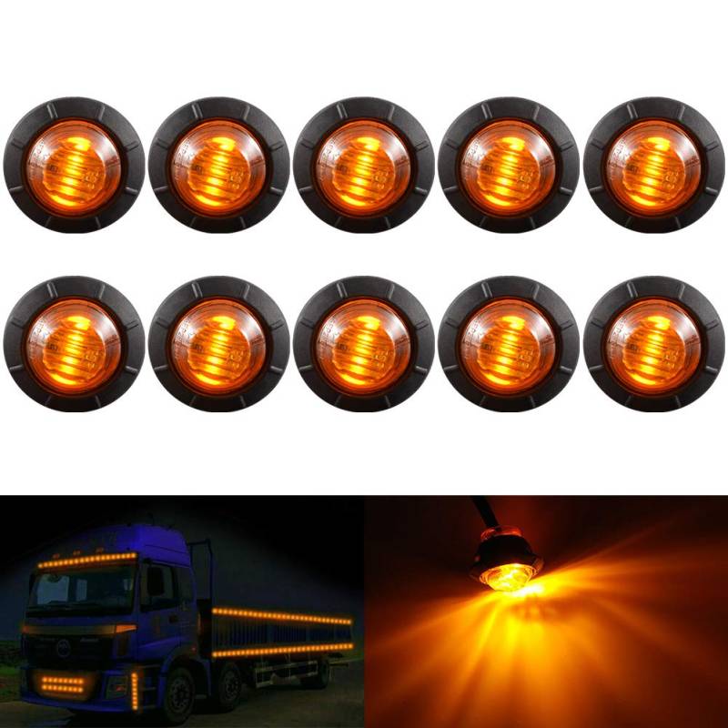 KATUR 3/4 "runde LED Vorne Hinten Seitenmarkierungsanzeigen Licht wasserdichte Kugel Abstand Licht 12 V für Auto LKW (Bernstein) von KATUR