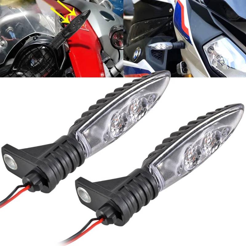 KATUR Motorrad Led Blinker Vorne Blinker Kompatibel Mit BMW F650gs F700gs F800g F800r F800s F800st Hp2 Sport K1200r K1300r R1200gs R1200r, Bernstein (WeißE Linse) von KATUR