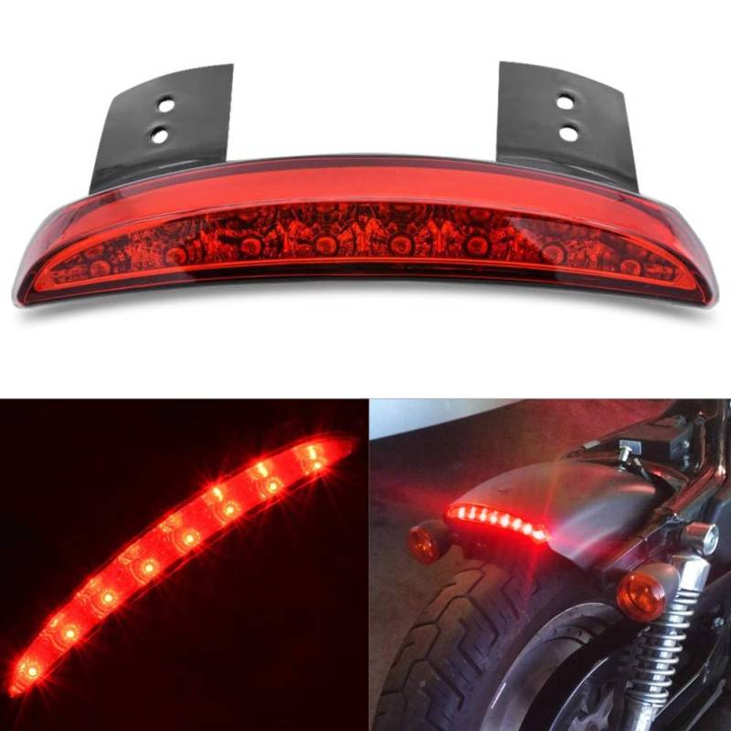 KATUR Motorrad Stop Abgeschnittene Kotflügelkante Laufende Bremse Rücklicht Kompatibel mit Sportster XL 883N 1200N XL1200V XL1200X, Rotes Licht von KATUR