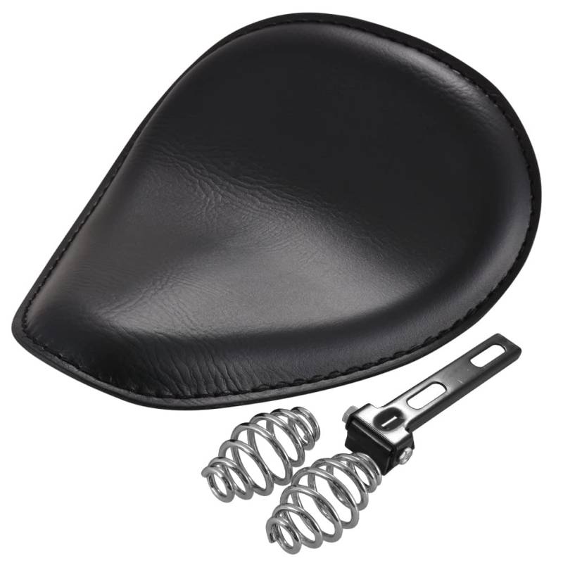 KATUR Schwarz Leder Solo Seat 3 "Federbock Kit Für Harley Harley Honda Kawasaki Suzuki Sportster Bobber Chopper von KATUR