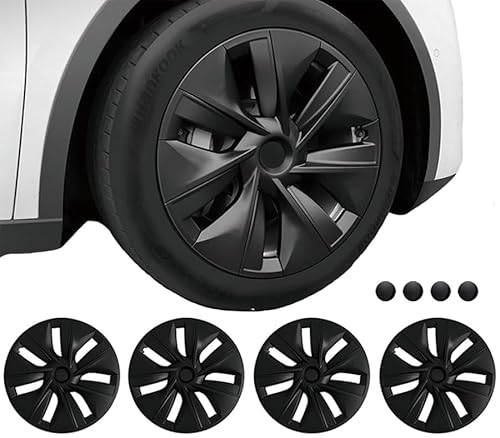 KAVANIC passt Tesla Model Y Radkappe Radkappe 19 Zoll matt schwarz Bereich Verbesserung Gemini Style für 2020-2023 Model Y Radkappe Ersatz (4 PCS) von KAVANIC