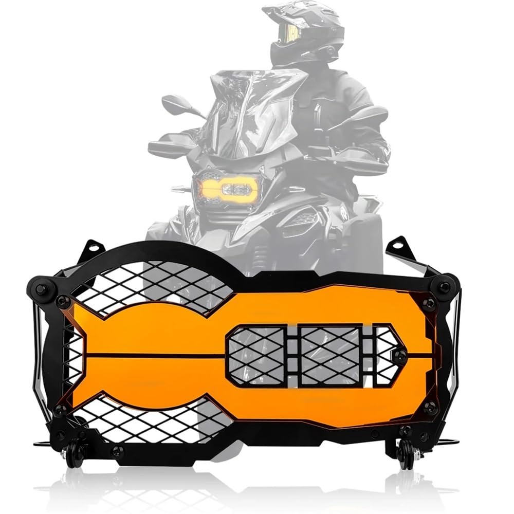 Motorrad Scheinwerfer Grill Für B&MW R1250GS R1200GS LC ADV 40 Jahre Edition R 1250 GS Motorrad Scheinwerfer Schutz Kopf Lichter Kühlergrill Schutz Cove Teile(Type A Orange) von KAVSY