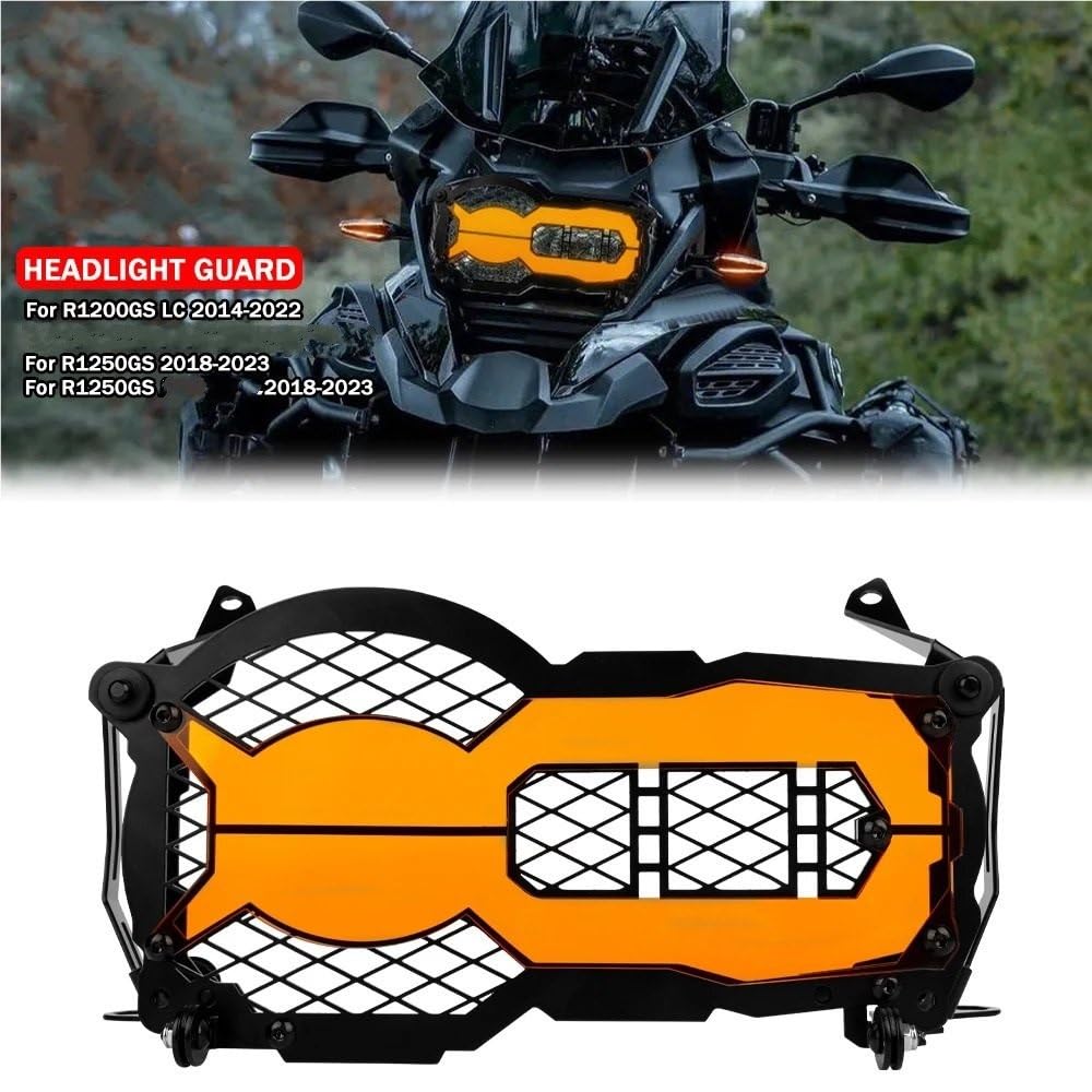 Motorrad Scheinwerfer Grill Für B&MW R1250GS R1200GS LC ADV 40 Jahre Edition R 1250 GS Motorrad Scheinwerfer Schutz Kopf Lichter Kühlergrill Schutz Cove Teile(Type A Orange) von KAVSY