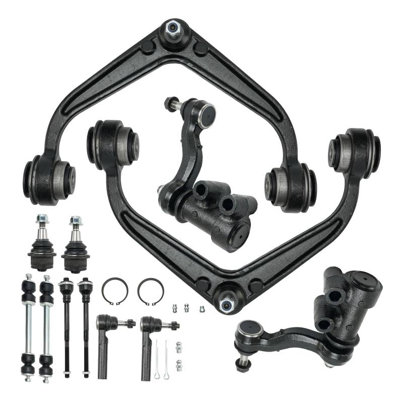 KAX Front-End-Set für Chevy Silverado GMC Sierra 2500HD 3500HD, 2 obere Querlenker + 2 untere Kugelgelenke + 2 Querstangen + 4 äußere und innere Spurstangen + 1 Spannarmaufhängung Kit K622128 K500232, von KAX