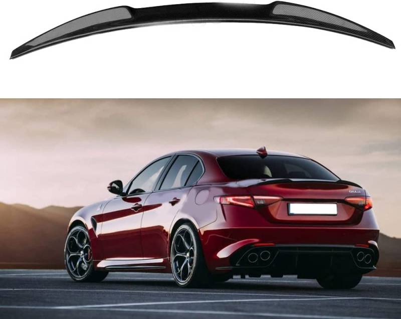 Auto ABS Carbon Fiber Heckspoiler, für Alfa Romeo Giulia 952 2017-2022 Kunststoff Heckflügel lippe Kofferraum Spoiler Flügel von KAYIWA