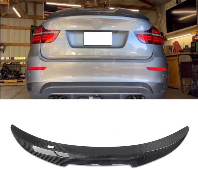 Auto ABS Carbon Fiber Heckspoiler, für BMW X6 E71 2008-2014 Kunststoff Heckflügel lippe Kofferraum Spoiler Flügel von KAYIWA