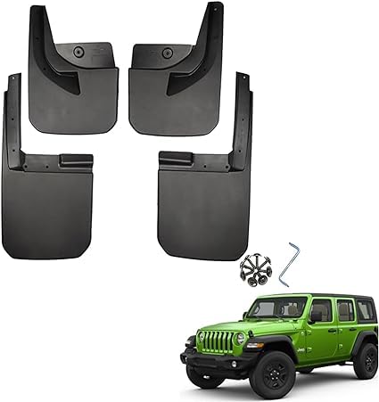 4 Stücke Auto Schmutzfänger für Jeep Wrangler JL JK 2019-2023, Mud Flaps KotflüGel Fender Schutz Vorne Und Hinten ZubehöR von KAZONS