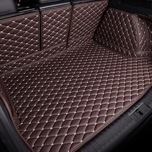 Auto Leder Kofferraummatte für Skoda Rapid 2013-2021, Wasserdicht Antirutsch Kofferraumwanne Schutzmatte, Auto Interieur ZubehöR,Full-Coverage-Brown von KAZONS