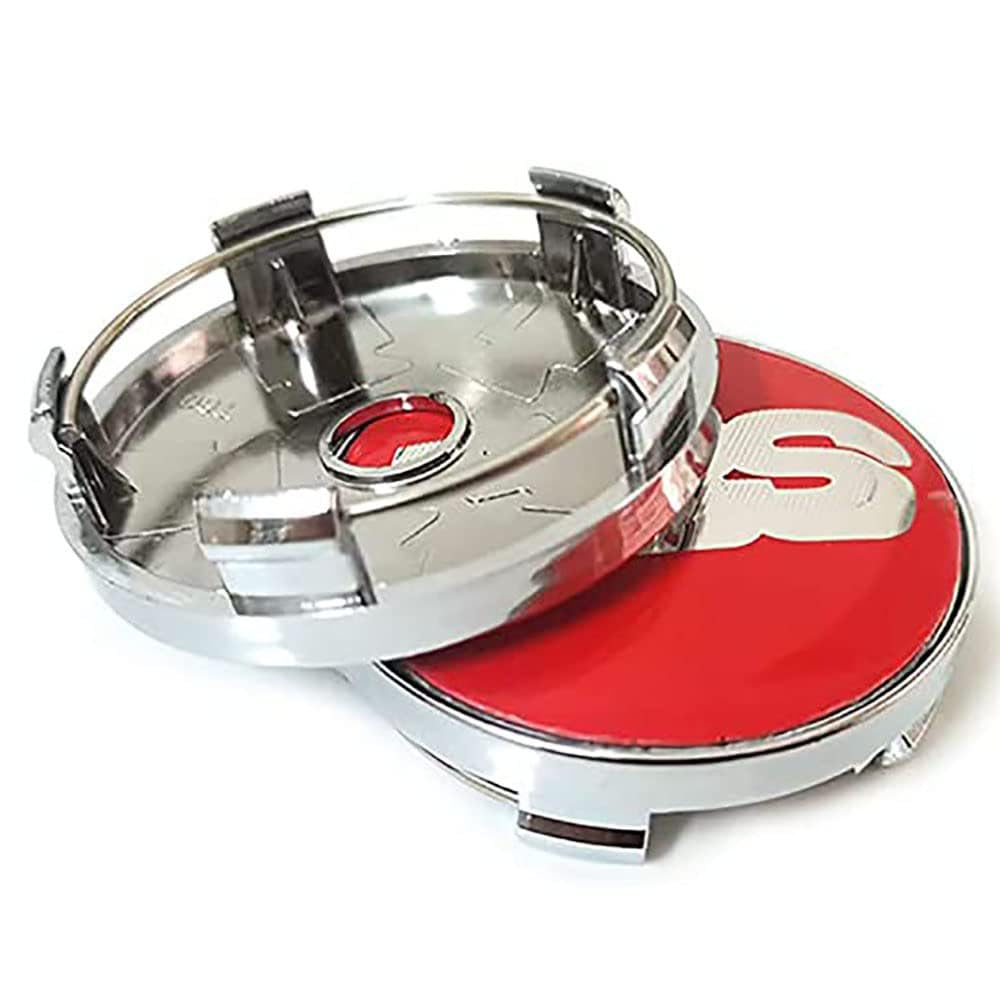 4 Stück Auto Radnabenkappen Radnabenabdeckung kompatibel mit für BBS 56MM 60MM 65MM 68MM,60mm- red-Silver von KAnduo