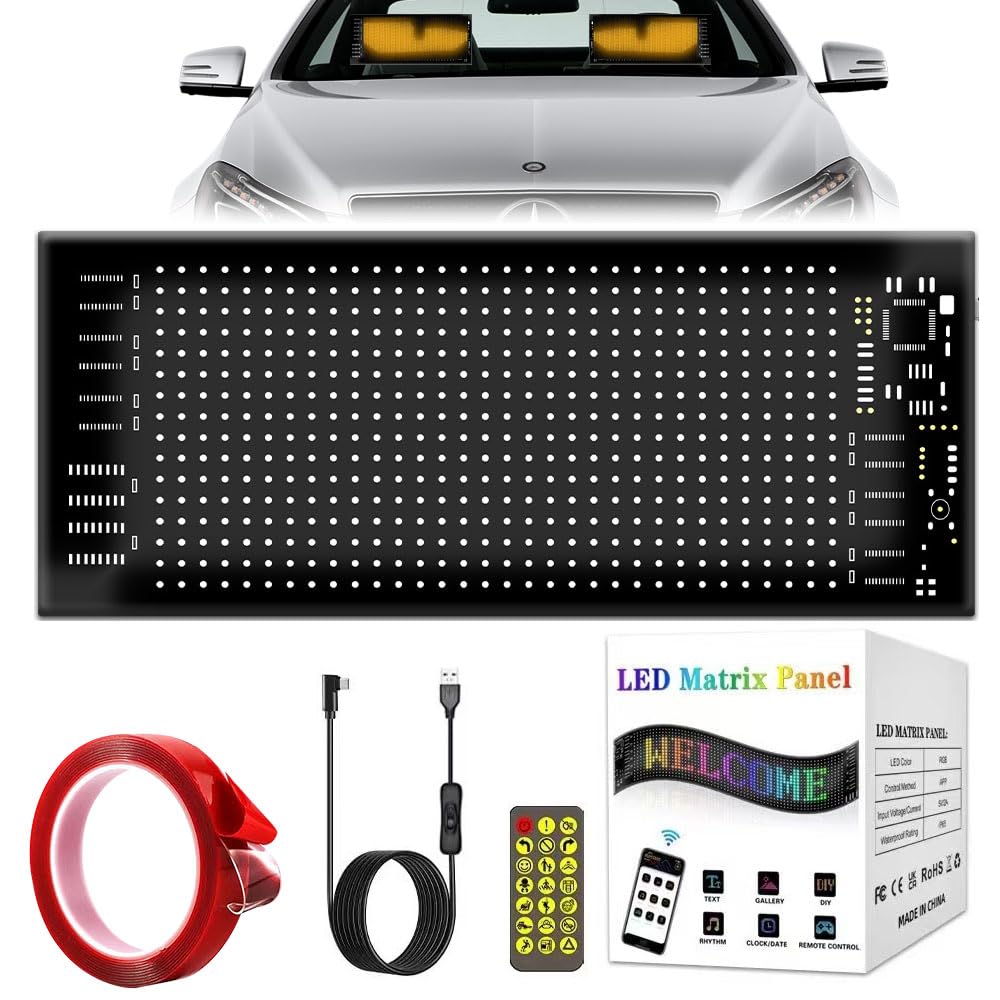 KBIBCK Teufelsaugen-Lichter für Autos, Devil Eyes Licht für Auto und LKW, Programmierbares Flex-Auto-LED-Display, LED Augen für Auto, Colorful Eye Lamp Soft Screen for Car Window (16 * 32cm) von KBIBCK