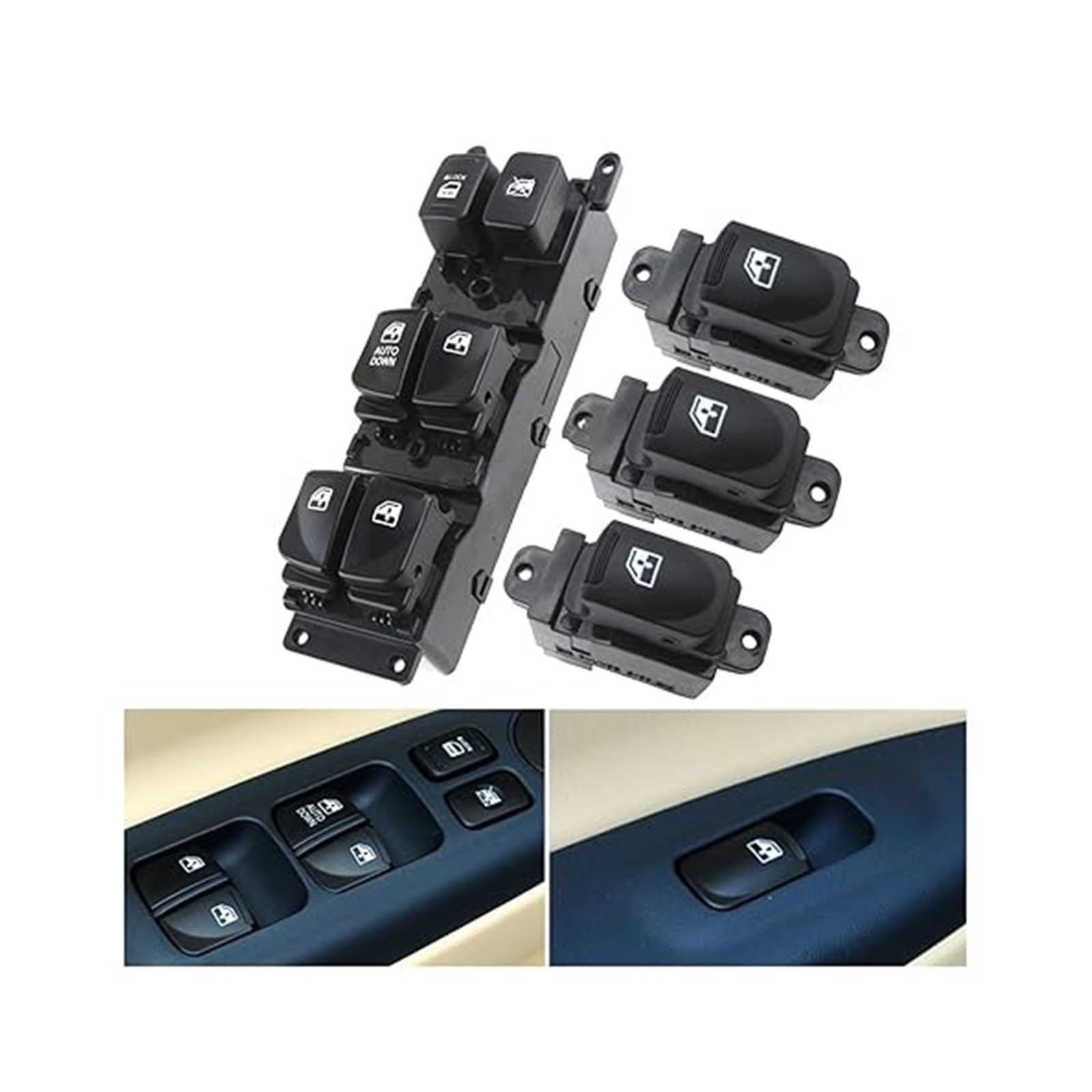 Autofensterschalter Für Hyundai Für Accent 2007-2010 Auto Power Master Fenster Control Schalter Fensterheber Taste 935701E110(Set) von KBKEUBUAD