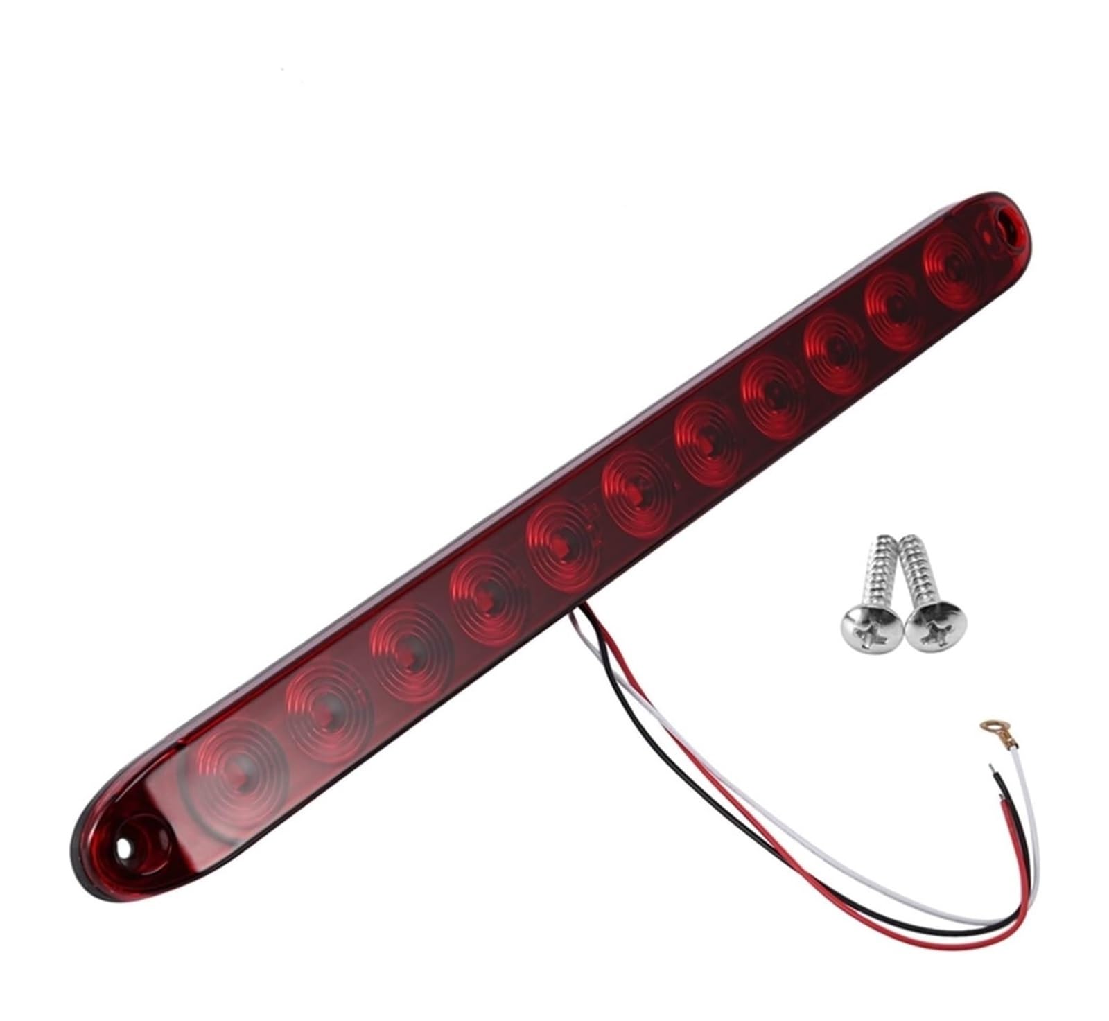 KBKEUBUAD Drittes Bremslicht Rote 15-Zoll-11-LED-Lichtleiste Versiegelt Stopp Abbiegen Rücklicht Parken Drittes 3. Bremslicht LKW-Anhänger Marker ID-Leiste Wasserdicht(Dark Grey) von KBKEUBUAD