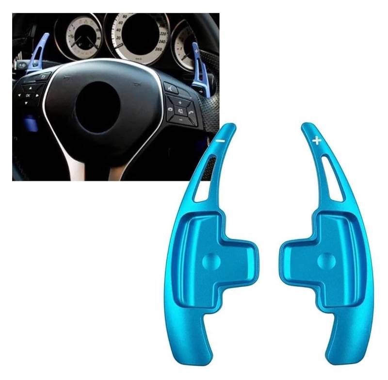 Verlängerung Schaltpaddel Für B&enz Für ABER GLK SLK Klasse GL W176 W246 W212 Aluminium Auto Lenkrad Paddle Shift Verlängerung Lenkrad Paddle(Blau) von KBKEUBUAD