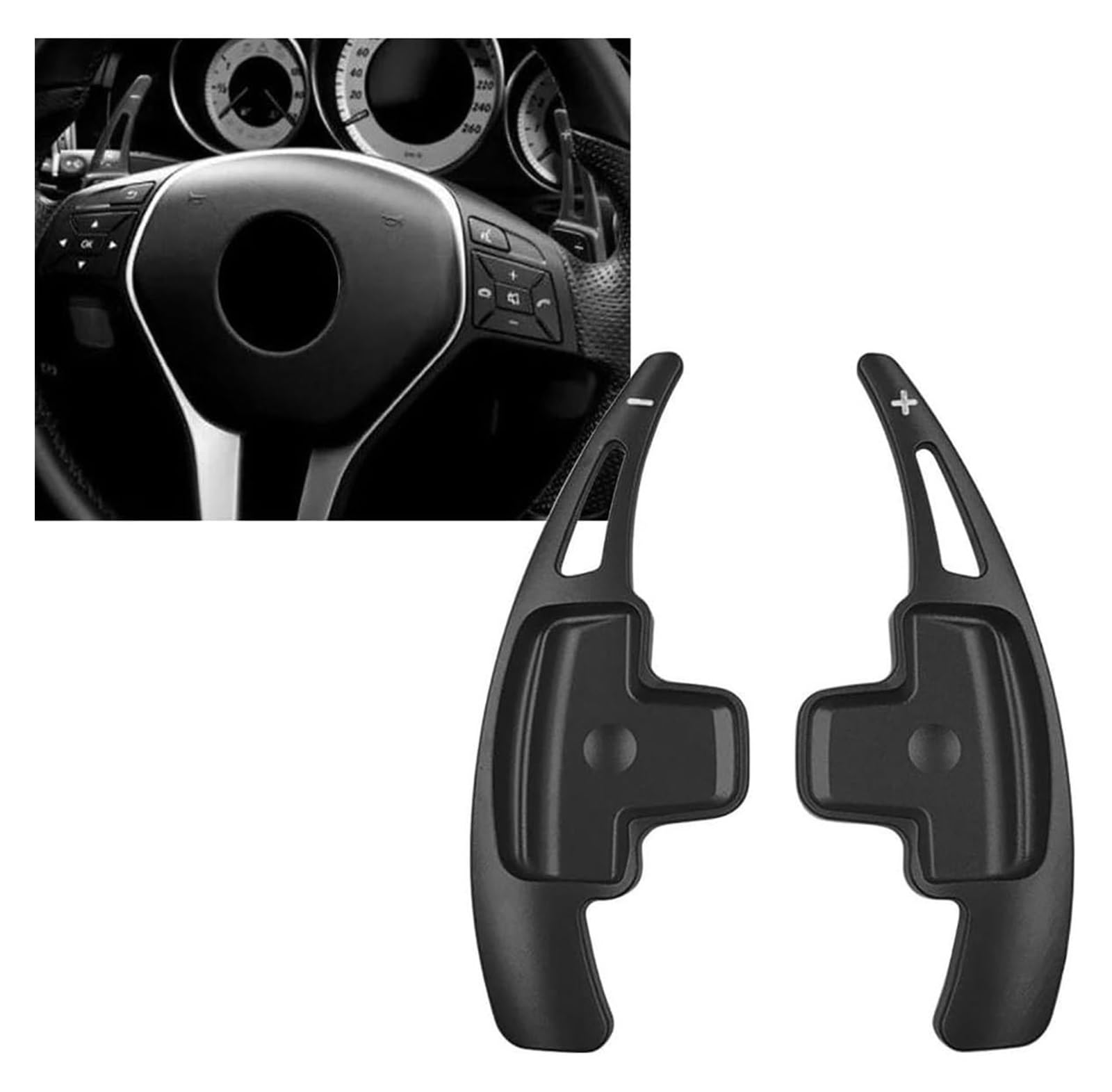 Verlängerung Schaltpaddel Für B&enz Für ABER GLK SLK Klasse GL W176 W246 W212 Aluminium Auto Lenkrad Paddle Shift Verlängerung Lenkrad Paddle(Schwarz) von KBKEUBUAD