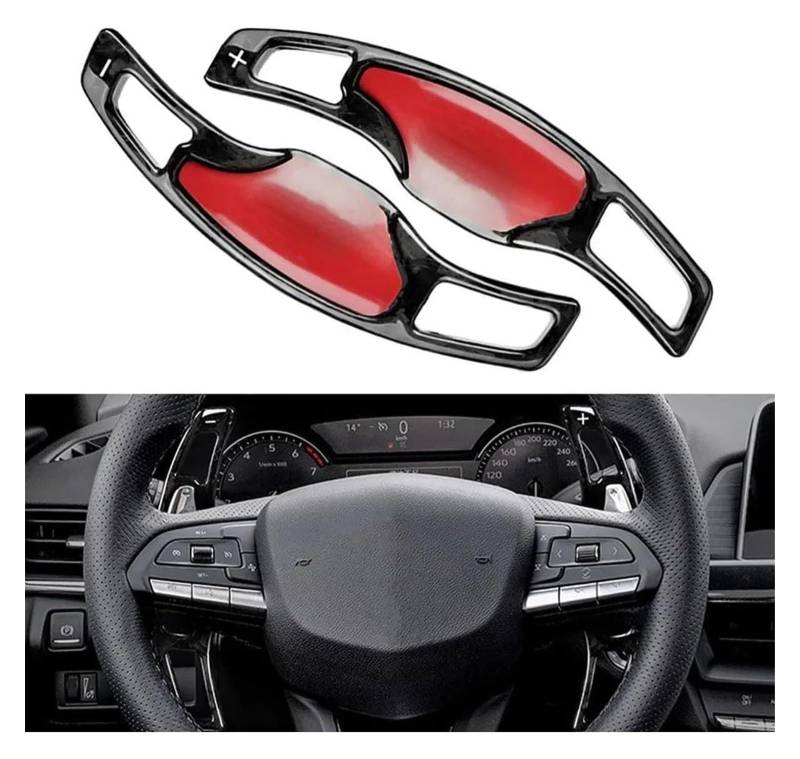 Verlängerung Schaltpaddel Für Cadillac Für CT5 2020 2021 2022 Für Geschmiedete Carbon Faser Auto Lenkrad Paddle Shifter Verlängerung Lenkrad Paddle(Schwarz) von KBKEUBUAD