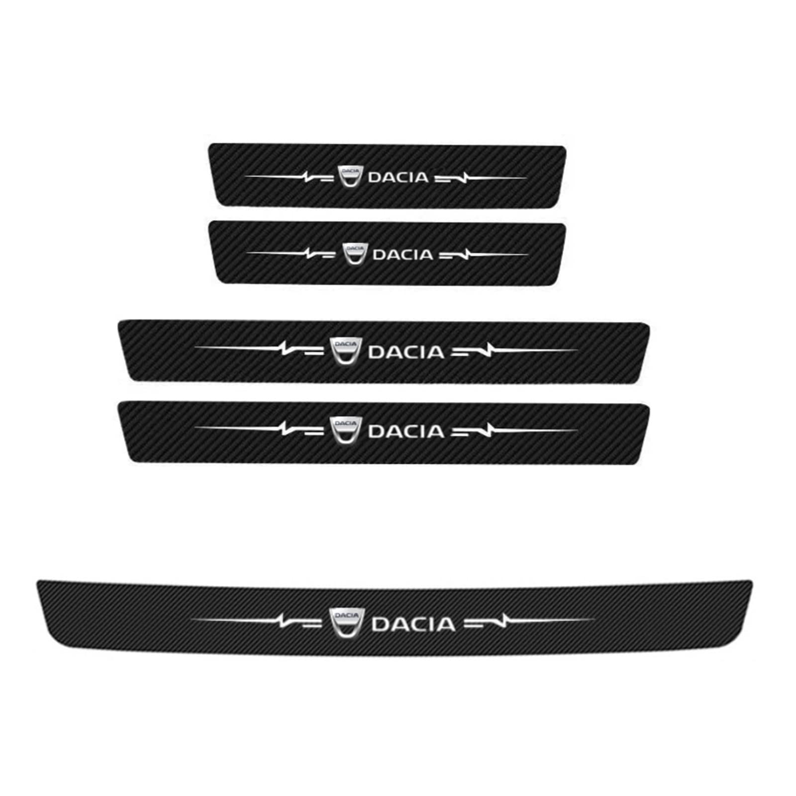 KBUYS 5 Stück Auto Heckstoßstange Aufkleber Einstiegsleisten Aufkleber kompatibel mit Dacia Logo Dokker Jogger Sandero Duster Logan Lodgy Spring Bigster (Color : 5PCS oid for Dacia) von KBUYS