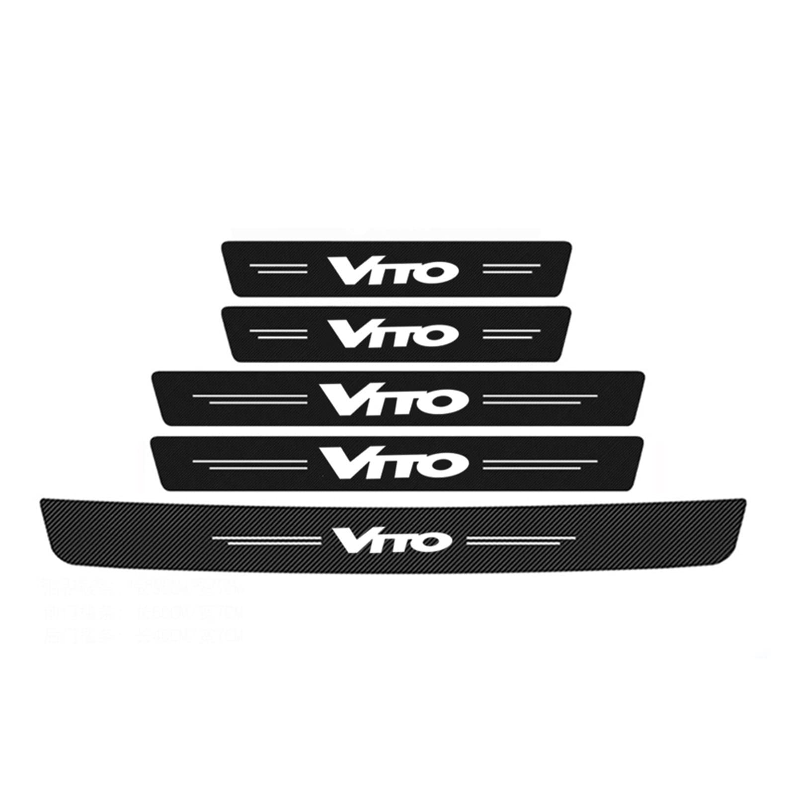 KBUYS Auto-Einstiegsleisten-Verschleißplatten-Kohlefaser-Schutz-Kofferraum-Autoaufkleber, kompatibel mit Mercedes Benz VITO Logo CITAN W203 CLA A45 Zubehör (Color : 5pcs) von KBUYS