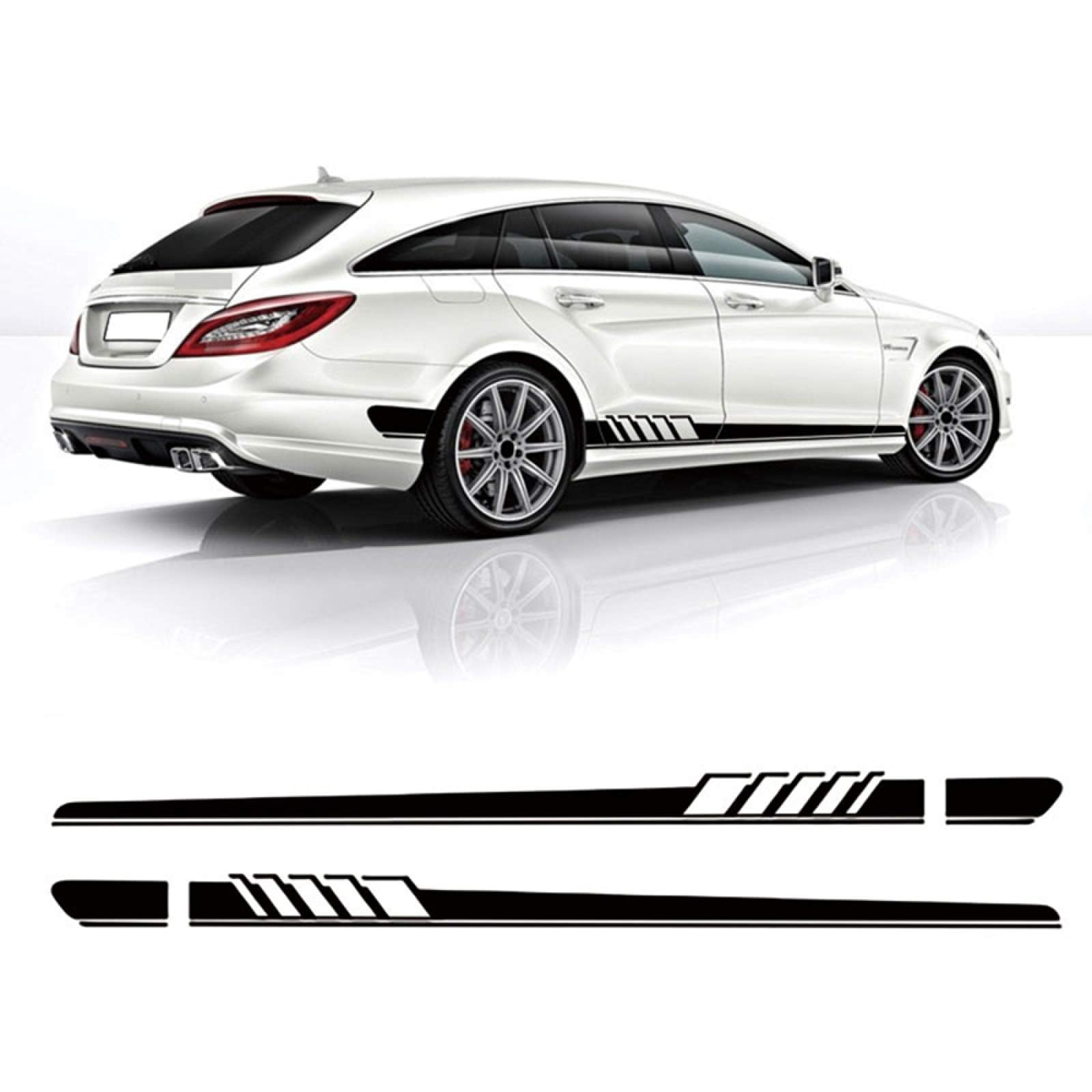 Auto Körperseitige Aufkleber für Mercedes Benz CLS Class W219 C219 W218 C218 X218 C257 CLS63 AMG Car Side Rock Sill Streifen Streifen Tür Seitenaufkleber Aufkleber,A-Black von KCKEM