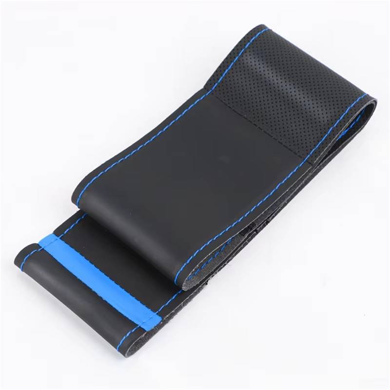 Auto Lenkradbezug Leder Abdeckung Für Lenkrad Universal 38 cm Auto Lenkrad Abdeckung Stitch On Wrap Auto Zubehör Lenkradbezug Winter warm(Blue Thread) von KCKZCFCYPQ