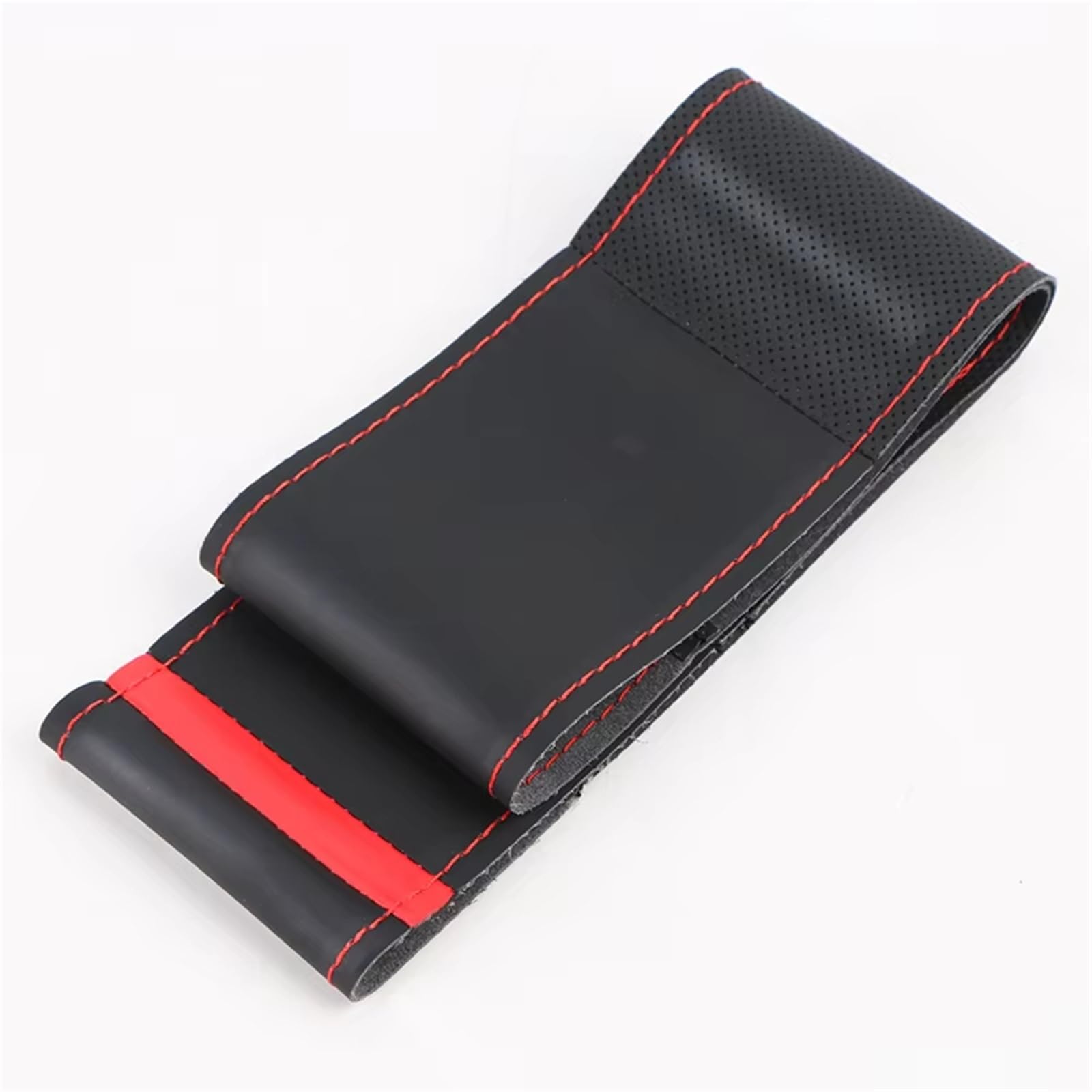 Auto Lenkradbezug Leder Abdeckung Für Lenkrad Universal 38 cm Auto Lenkrad Abdeckung Stitch On Wrap Auto Zubehör Lenkradbezug Winter warm(Red Thread) von KCKZCFCYPQ