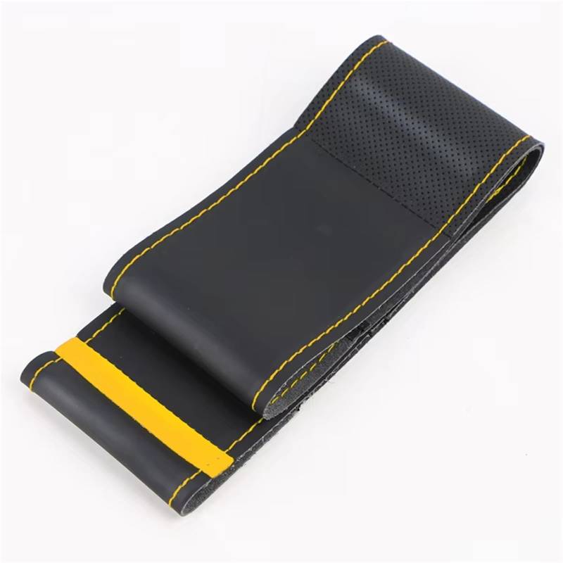 Auto Lenkradbezug Leder Abdeckung Für Lenkrad Universal 38 cm Auto Lenkrad Abdeckung Stitch On Wrap Auto Zubehör Lenkradbezug Winter warm(Yellow Thread) von KCKZCFCYPQ