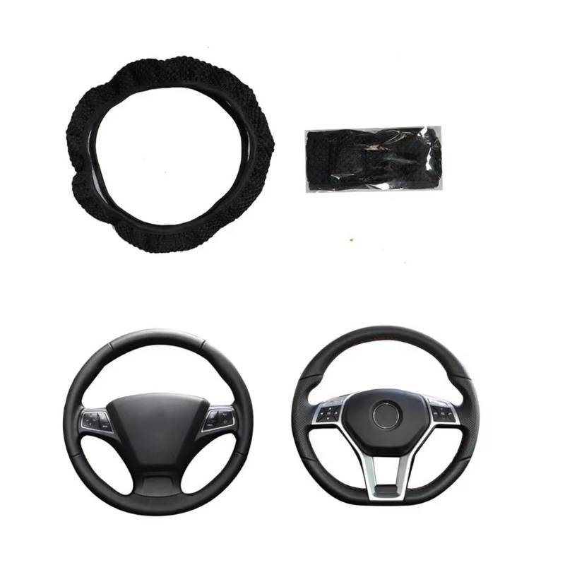 Auto Lenkradbezug Leder Elastischer Griff Für Entfernen Mit Rutschfestem Und Schweißabsorbierendem Ring. Universelle 38 cm Große Auto-Lenkradabdeckung Lenkradbezug Winter warm(Black) von KCKZCFCYPQ