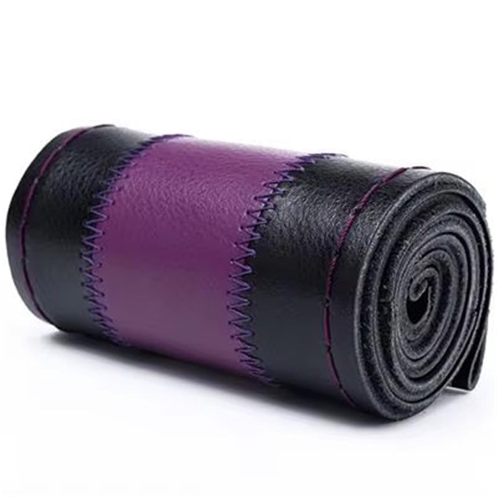 Auto Lenkradbezug Leder Flechtstich Auf Wickel Mit Nadelfaden 38 cm Auto-Lenkradbezug Anti-Rutsch-Auto-Lenkrad Lenkradbezug Winter warm(Black Purple) von KCKZCFCYPQ