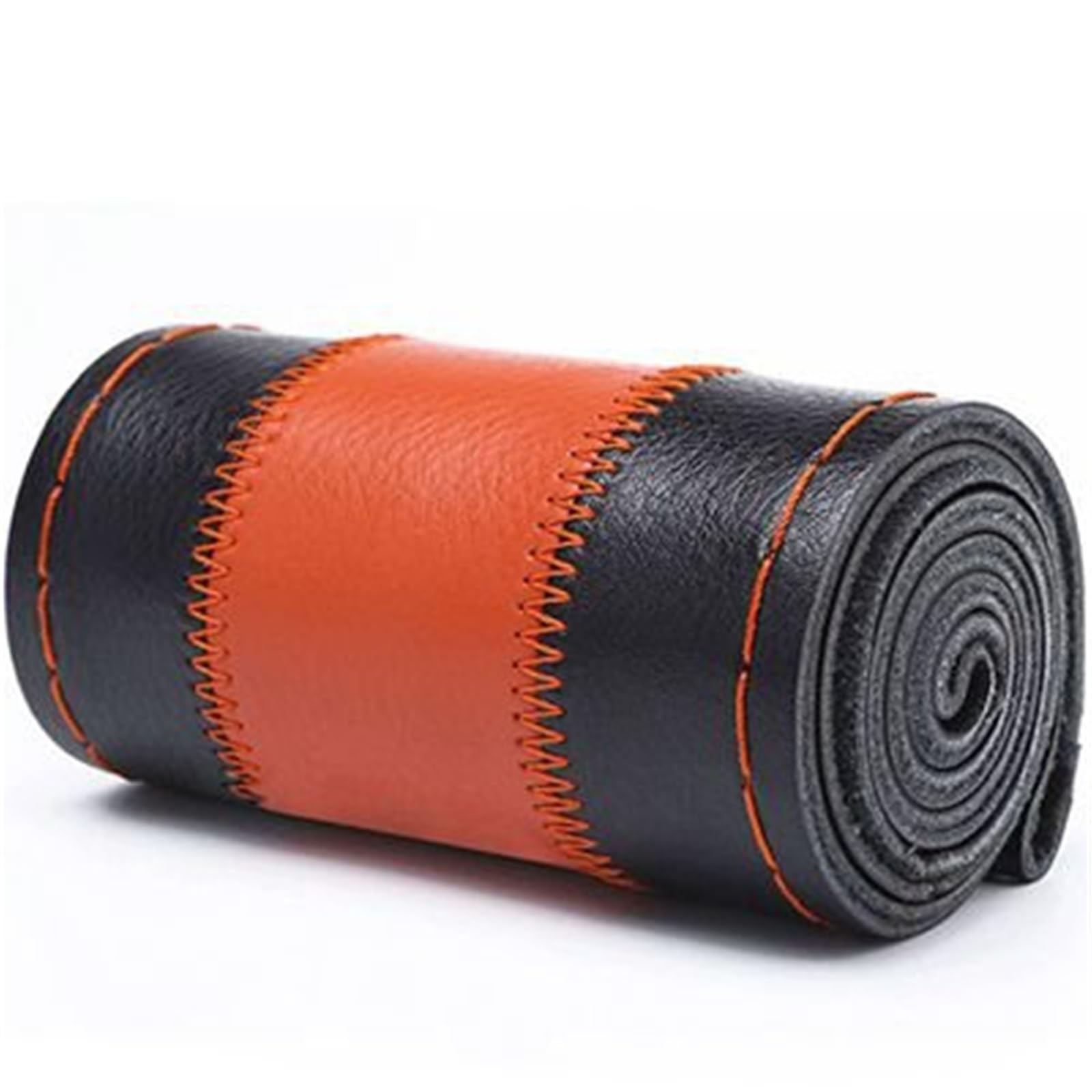 Auto Lenkradbezug Leder Flechtstich Auf Wickel Mit Nadelfaden 38 cm Auto-Lenkradbezug Anti-Rutsch-Auto-Lenkrad Lenkradbezug Winter warm(Black orange) von KCKZCFCYPQ