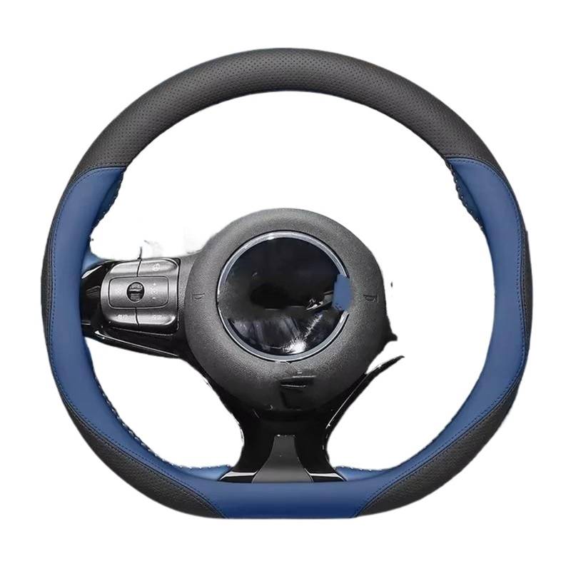 Auto Lenkradbezug Leder Für BYD Anti-schweiß Auto Zubehör Griff Nicht-Slip 38cm Typ D Delphin Möwe Dichtung Lenkrad Abdeckung Lenkradbezug Winter warm(Dark Blue) von KCKZCFCYPQ