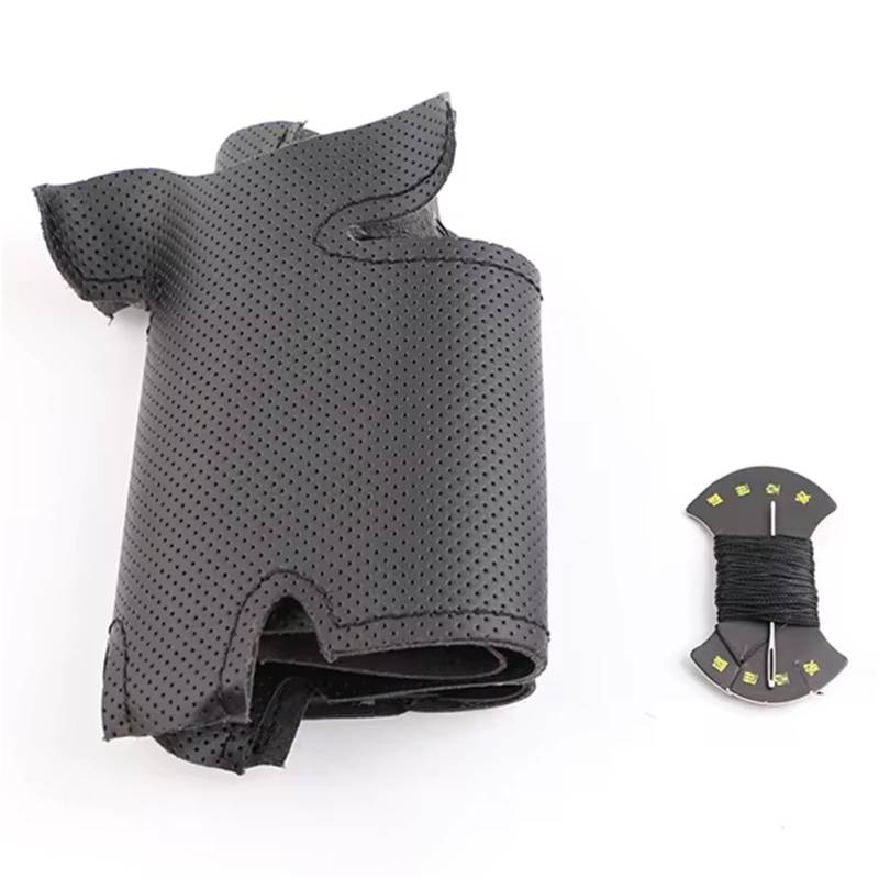 Auto Lenkradbezug Leder Für Citroen Für Xsara Für Picasso Für Berlingo Für C5 Schwarz Auto Lenkrad Abdeckung Lenkung Fall Lenkradbezug Winter warm(Black Thread) von KCKZCFCYPQ