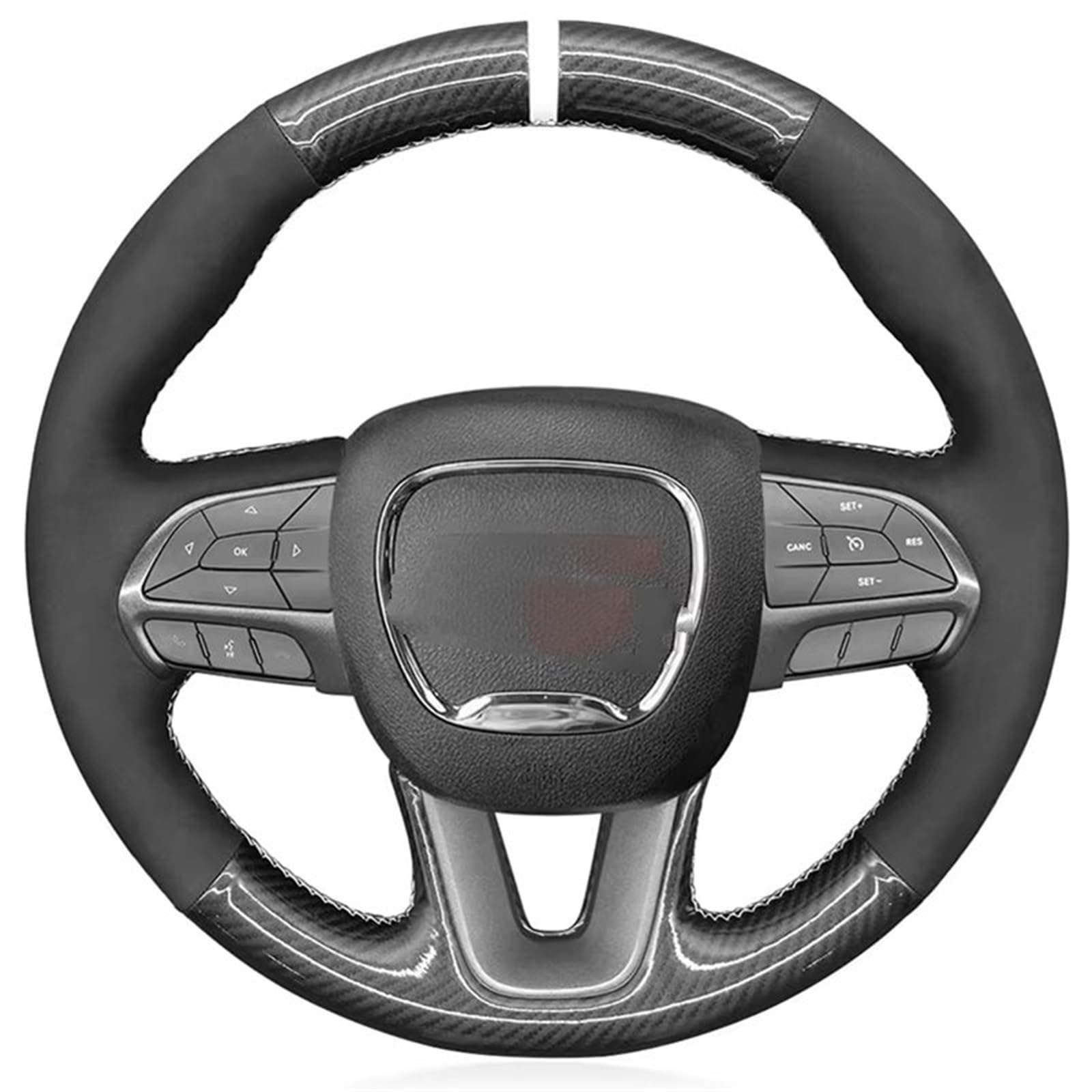 Auto Lenkradbezug Leder Für Dodge Für SRT Für Challenger 2015-2021 Für Charger 2015-2021 Auto Lenkrad Abdeckung Hand-genäht Lenkradbezug Winter warm(White Circle) von KCKZCFCYPQ