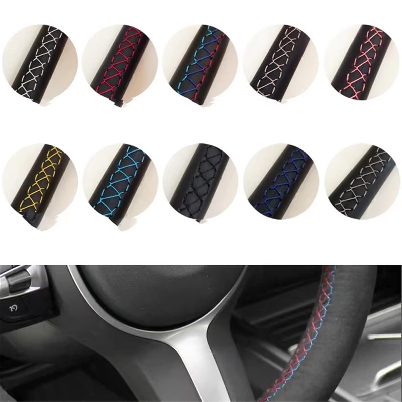 Auto Lenkradbezug Leder Für Golf 7 Für GTI Für Golf R Für MK7 Für VW Abdeckung Hand Nähen Geflecht Wildleder Auto Lenkrad Lenkradbezug Winter warm(Style 1) von KCKZCFCYPQ