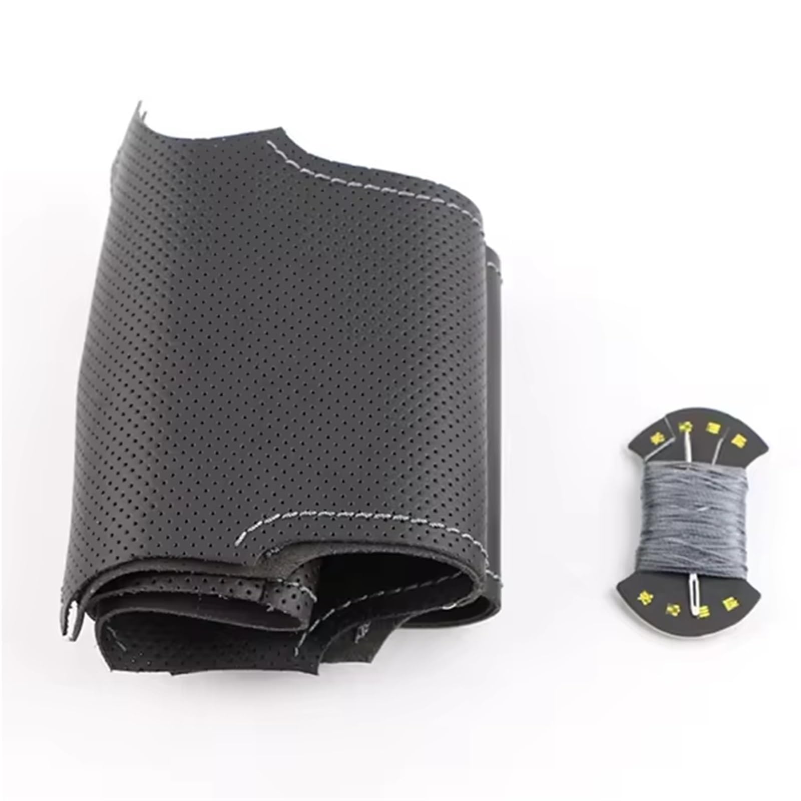 Auto Lenkradbezug Leder Für Peugeot Für 207 Für FIAT Für Scudo Auto Lenkrad Fall Schwarz Auto Lenkrad Abdeckung Lenkradbezug Winter warm(Grey Thread) von KCKZCFCYPQ