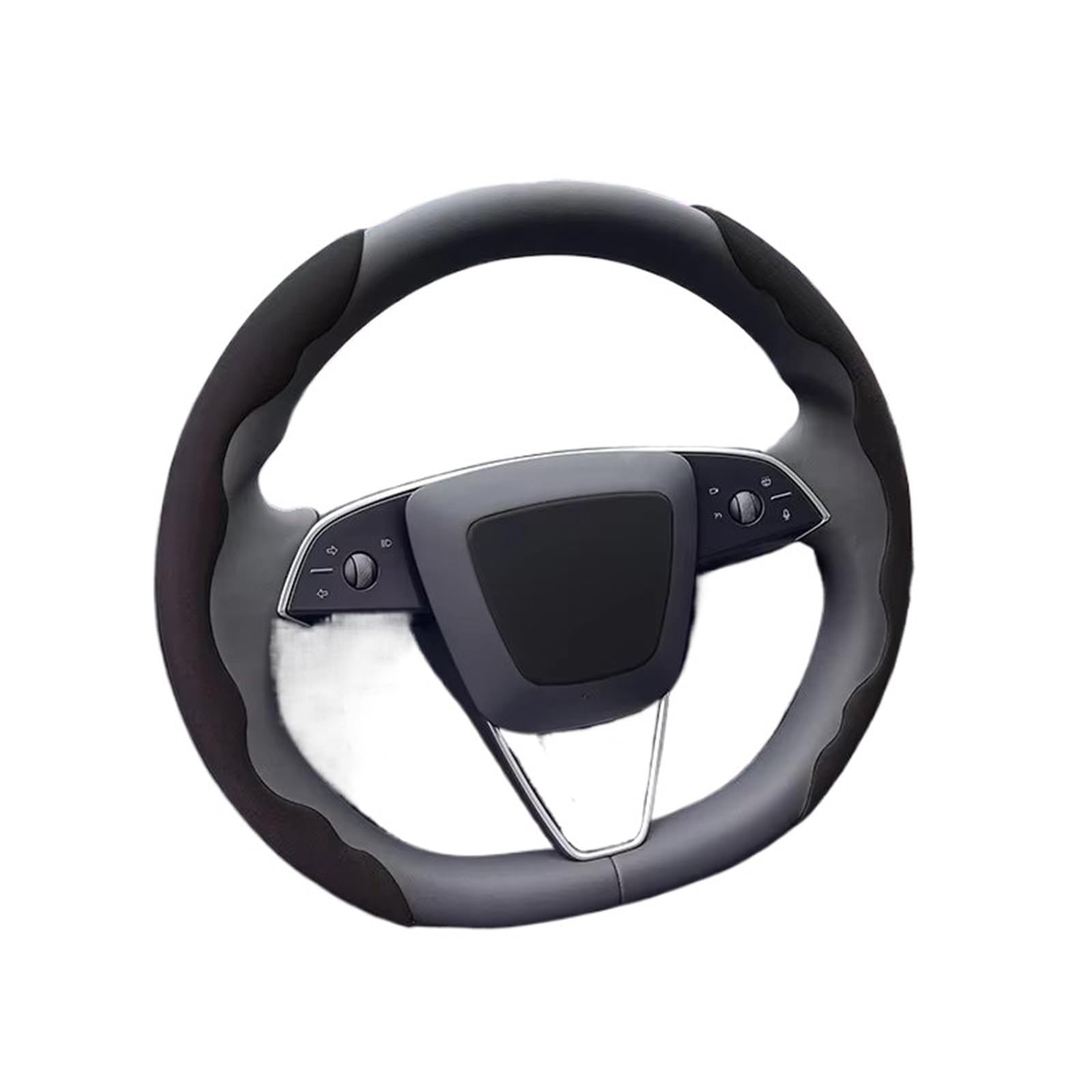 Auto Lenkradbezug Leder Für Tesla Für Modell Anti Slip Lenkung Ersatz Schützen Abdeckung Weiß Innen Zubehör Wildleder Lenkrad Abdeckung Lenkradbezug Winter warm(Black) von KCKZCFCYPQ